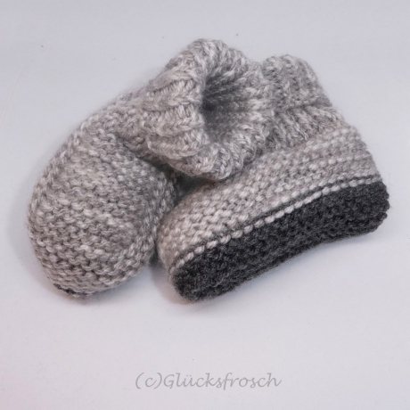 Babyschuhe, grau meliert, dunkelgrau 10.5 cm Fußsohlenlänge