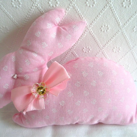 Stoffhase♥ROSI♥Osterhase♥rosa mit Blümchen♥von Hobbyhaus