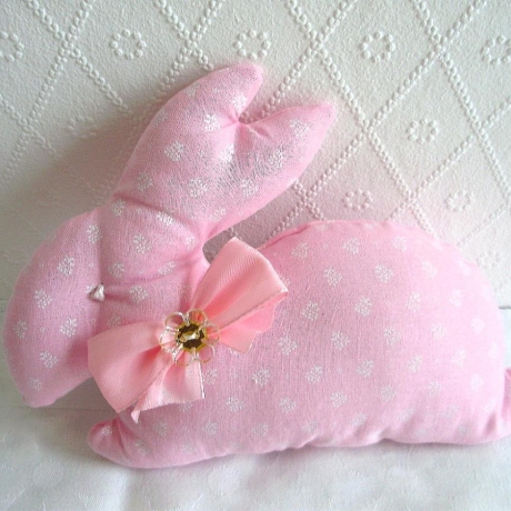 Stoffhase♥ROSI♥Osterhase♥rosa mit Blümchen♥von Hobbyhaus