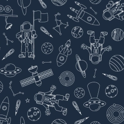 50cm Dekostoff 100% Baumwolle Astronaut Weltall Planet Universum