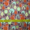50cm Dekostoff 100% Baumwolle Eichhörnchen Wald Braun Retro