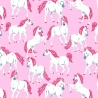 50cm Dekostoff 100% Baumwolle Einhörner Pink Rosa Pferd Märchen