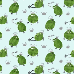 50cm Dekostoff 100% Baumwolle Frösche Froschkönig Silber glitzer