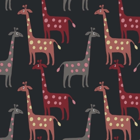 50cm Dekostoff 100% Baumwolle Giraffen Afrika Tiere auf schwarz