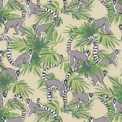 50cm Dekostoff 100% Baumwollstoff Affen Makaken auf Bäumen Wald 50cm Dekostoff 100% Baumwollstoff Affen Makaken auf Bäumen Wald