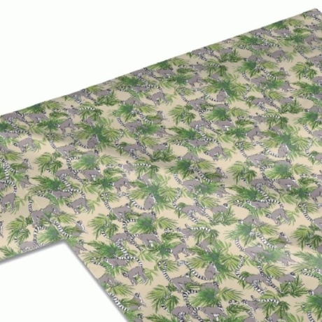 50cm Dekostoff 100% Baumwollstoff Affen Makaken auf Bäumen Wald