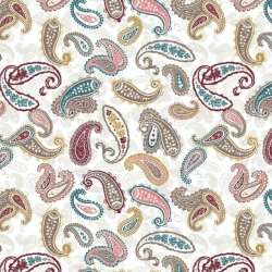 50cm Dekostoff 100% Baumwolle buntes Paisley auf beige
