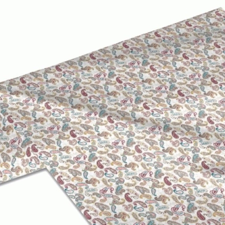 50cm Dekostoff 100% Baumwolle buntes Paisley auf beige