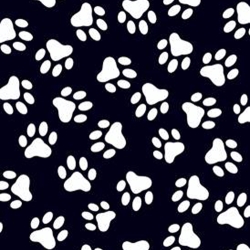 50cm Dekostoff 100% Baumwolle Pfoten auf schwarz Hund Katze Paw 