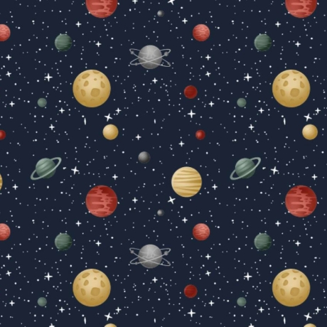 50cm Dekostoff 100% Baumwolle Planeten Universum Mond Mars Saturn