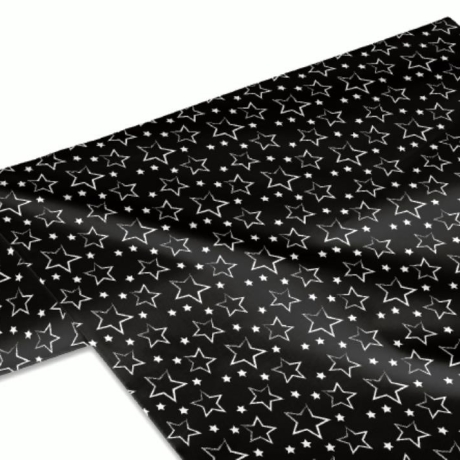 50cm Dekostoff 100% Baumwolle Baumwollstoff Sterne schwarz Stars