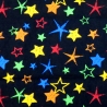 50cm Dekostoff 100% Baumwolle schwarz mit bunten Sternen Stars