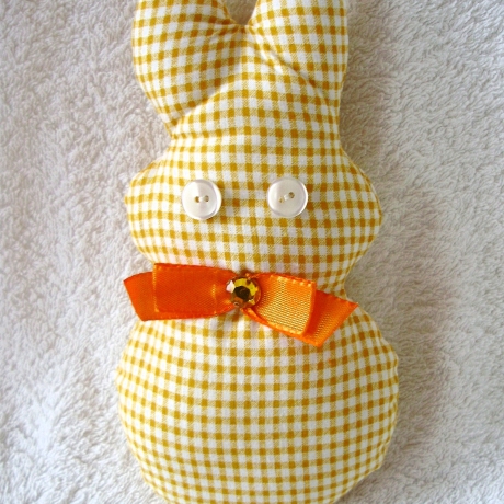 Osterhase♥in Gelb-beige-Caro♥handgemacht♥von Hobbyhaus