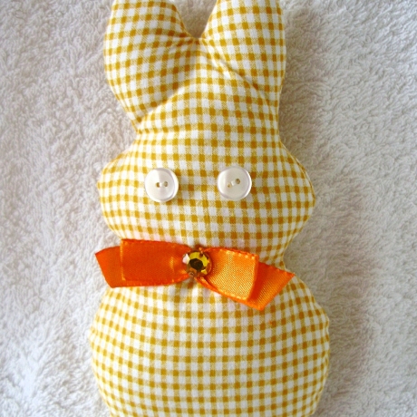 Osterhase♥in Gelb-beige-Caro♥handgemacht♥von Hobbyhaus