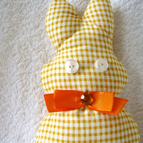 Osterhase♥in Gelb-beige-Caro♥handgemacht♥von Hobbyhaus