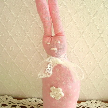 Osterhase♥ROMY-LANGOHR♥Stoffhase in rosa♥von Hobbyhaus