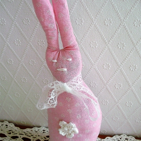 Osterhase♥ROMY-LANGOHR♥Stoffhase in rosa♥von Hobbyhaus