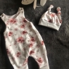 Babystrampler mit Mütze Jersey handmade Rosen Geschenk Geburt