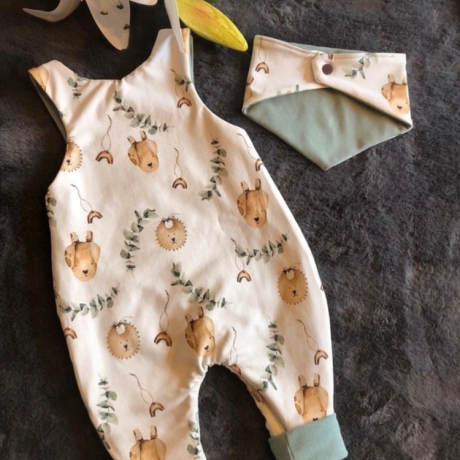 Babystrampler Jersey Eukalyptus handmade Geschenk Geburt Gr.56