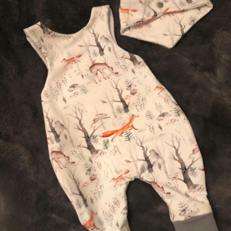 Babystrampler Jersey Waldtiere handmade Geschenk Geburt Gr. 56