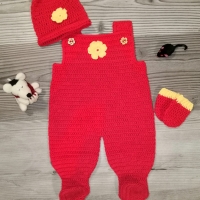 Baby-Set (Gr. 56), Strampler, Mütze und Handschuhe, gehäkelt