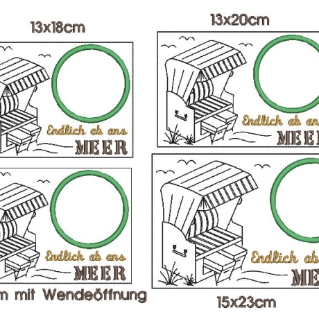 Stickdatei Strandkorb Mugrug Urlaub Camping