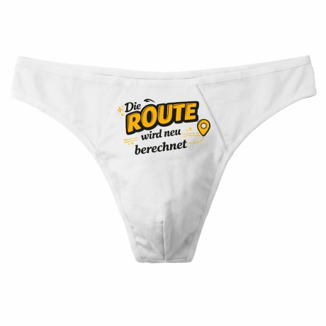 Herren String Tanga mit DIE ROUTE WIRD NEU BERECHNET