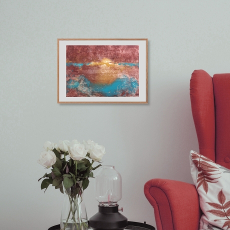 Sunset Symphony - Bierlasur auf Aquarellpapier, 21 x 29,7 cm