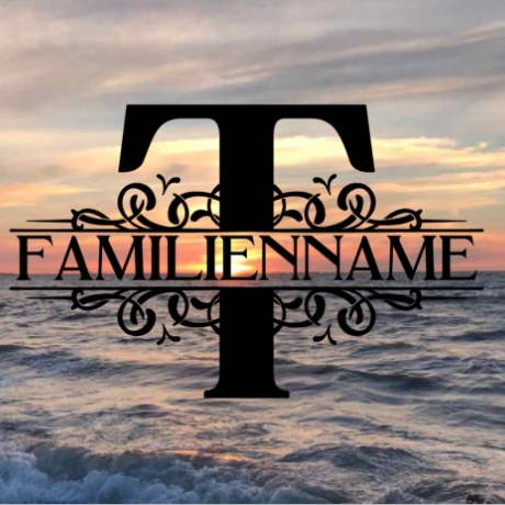 Aufkleber Monogramm T mit Familiennamen