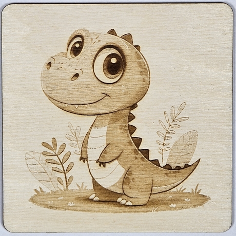 Personalisierbares graviertes Holzbild – T-Rex für Dino-Fans