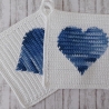 Topflappen Herz weiß/blau meliert
