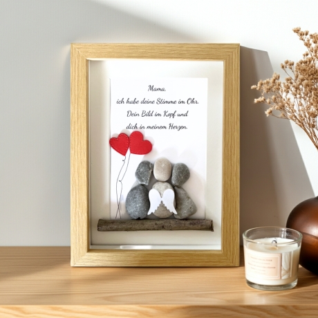 Steinbild Mama – Trauergeschenk handgemacht personalisierbar