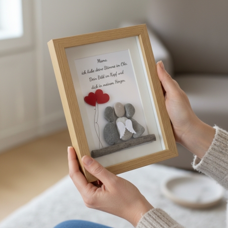 Steinbild Mama – Trauergeschenk handgemacht personalisierbar