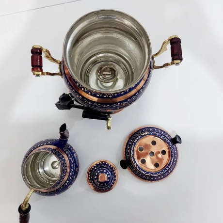 Handbemalter türkischer elektrischer Samovar, neu, rund