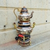Handbemalter türkischer elektrischer Samovar, neu, rund