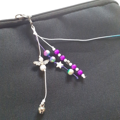 Taschenanhänger Wunschname Taschenbaumler Ranzenbaumler Lila