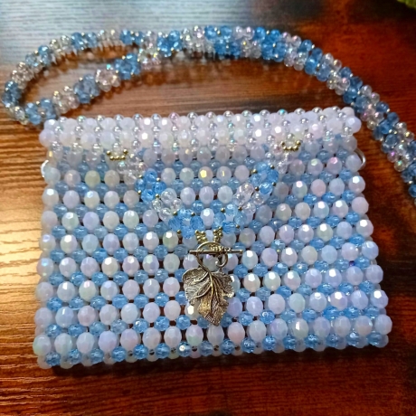 Perlen-Handtasche Abendtasche Theatertasche Damenhandtasche blau