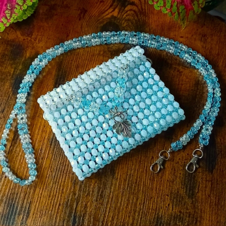 Perlen-Handtasche Abendtasche Theatertasche Damenhandtasche blau