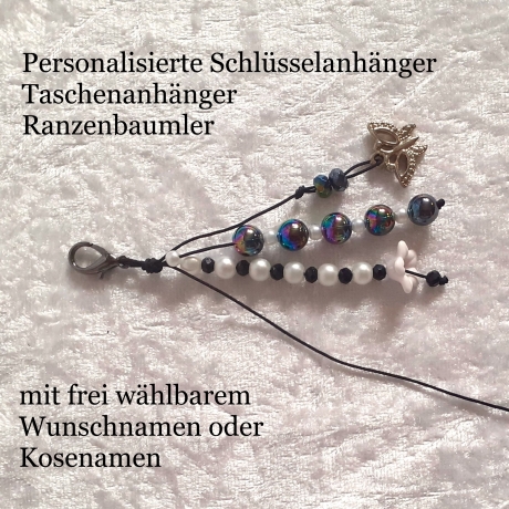 Taschenanhänger Wunschname Taschenbaumler Ranzenbaumler Peacock