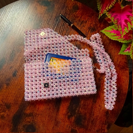 Perlen-Handtasche Abendtasche Theatertasche Damenhandtasche Rosa