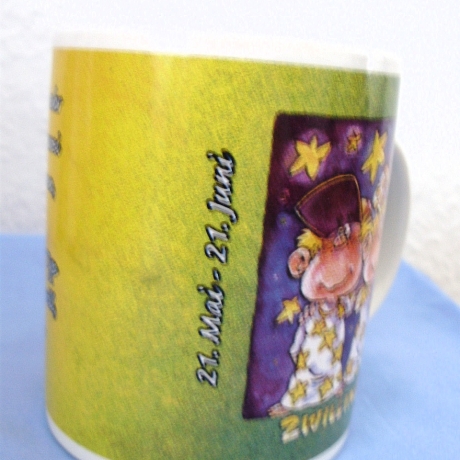 Vintage Kaffeebecher Sternzeichen Zwillinge aus den 80er Jahren