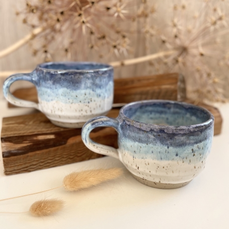 Handgemachte Keramik - getöpferte Tassen Farbverlauf Set (2 Stck)