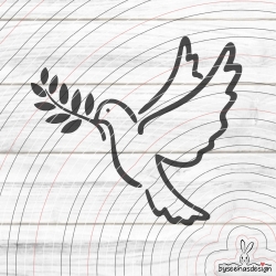 Taube mit Zweig Plotterdatei SVG DXF 