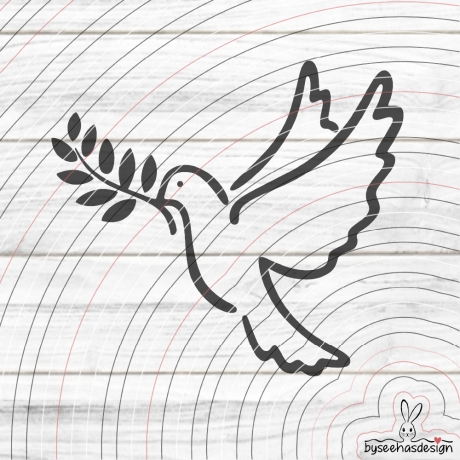 Taube mit Zweig Plotterdatei SVG DXF 