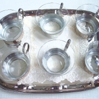 Vintage♥Teeservice♥Jena Glas♥versilbert♥70er Jahre♥