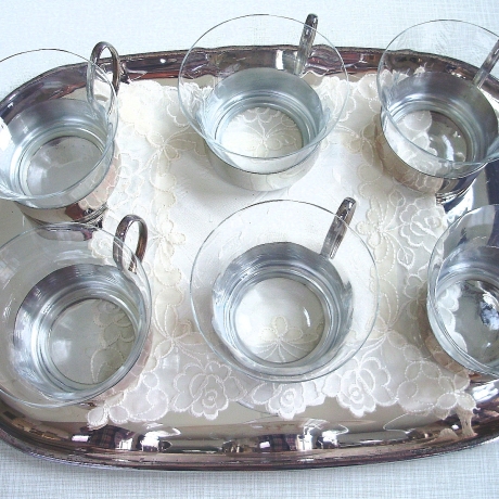 Vintage♥Teeservice♥Jena Glas♥versilbert♥70er Jahre♥