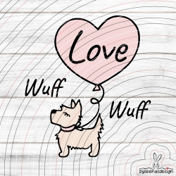 Terrier mit Herz Plotterdatei SVG DXF 