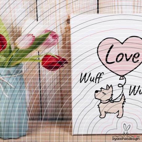 Terrier mit Herz Plotterdatei SVG DXF 