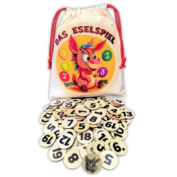Eselspiel 2.0 Volle Zahlen 121 Teile Holz + Beutel Familienspiel 