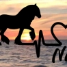 Aufkleber Herzlinie Heartbeat Pferd Tinker